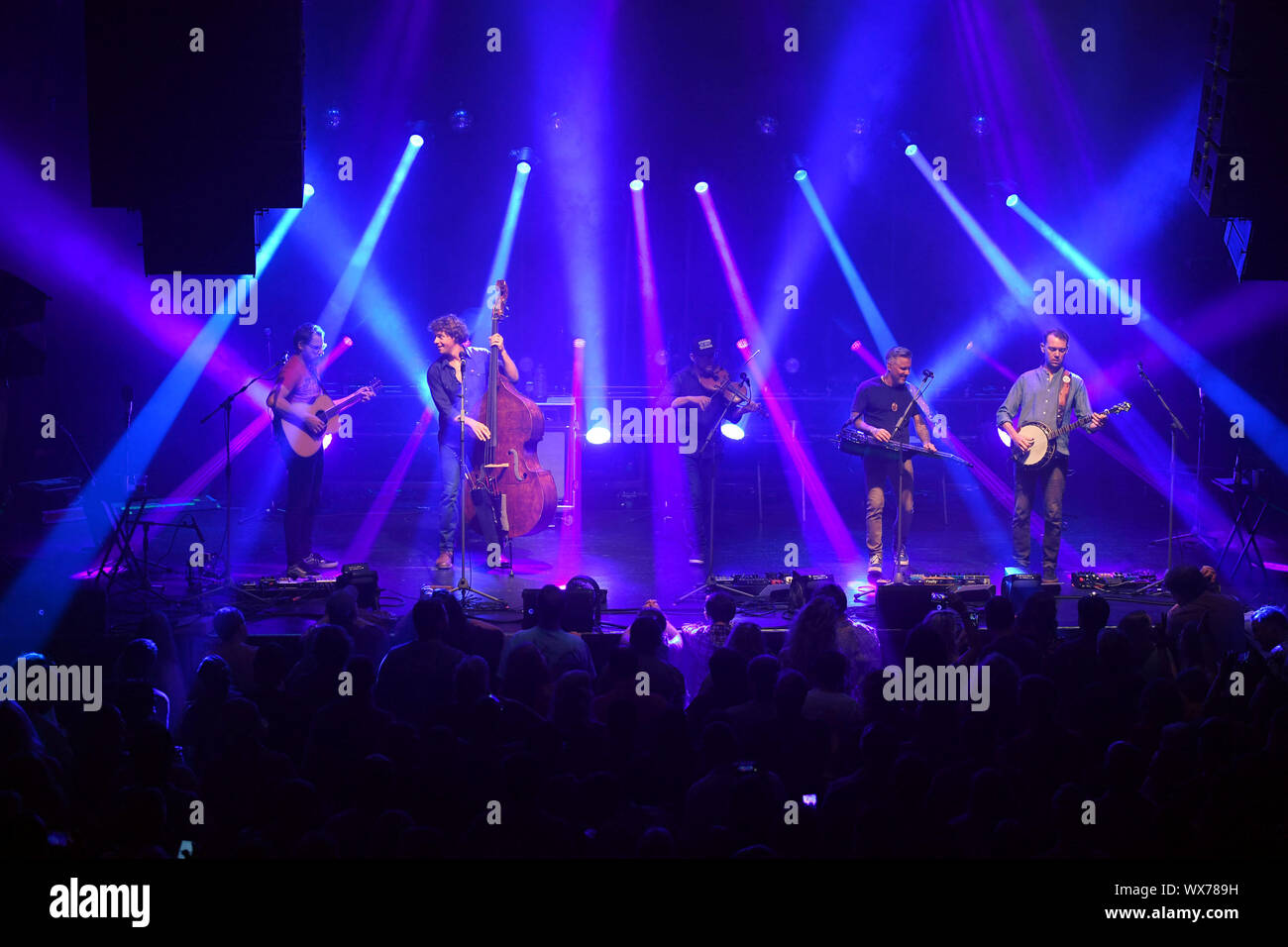 September 13, 2019, Norfolk, Virginia, USA: The  Infamous Stringdusters  bring the bluegrass  to the Norva in Norfolk, Virginia 13  September 2019.The Infamous Stringdusters are ANDY FALCO (guitar), CHRIS PANDOLFI (banjo), ANDY HALL (dobro), JEREMY GARRETT (fiddle),TRAVIS BOOK (double bass) .Photo  Â© Jeff Moore 2019 (Credit Image: © Jeff Moore/ZUMA Wire) Stock Photo