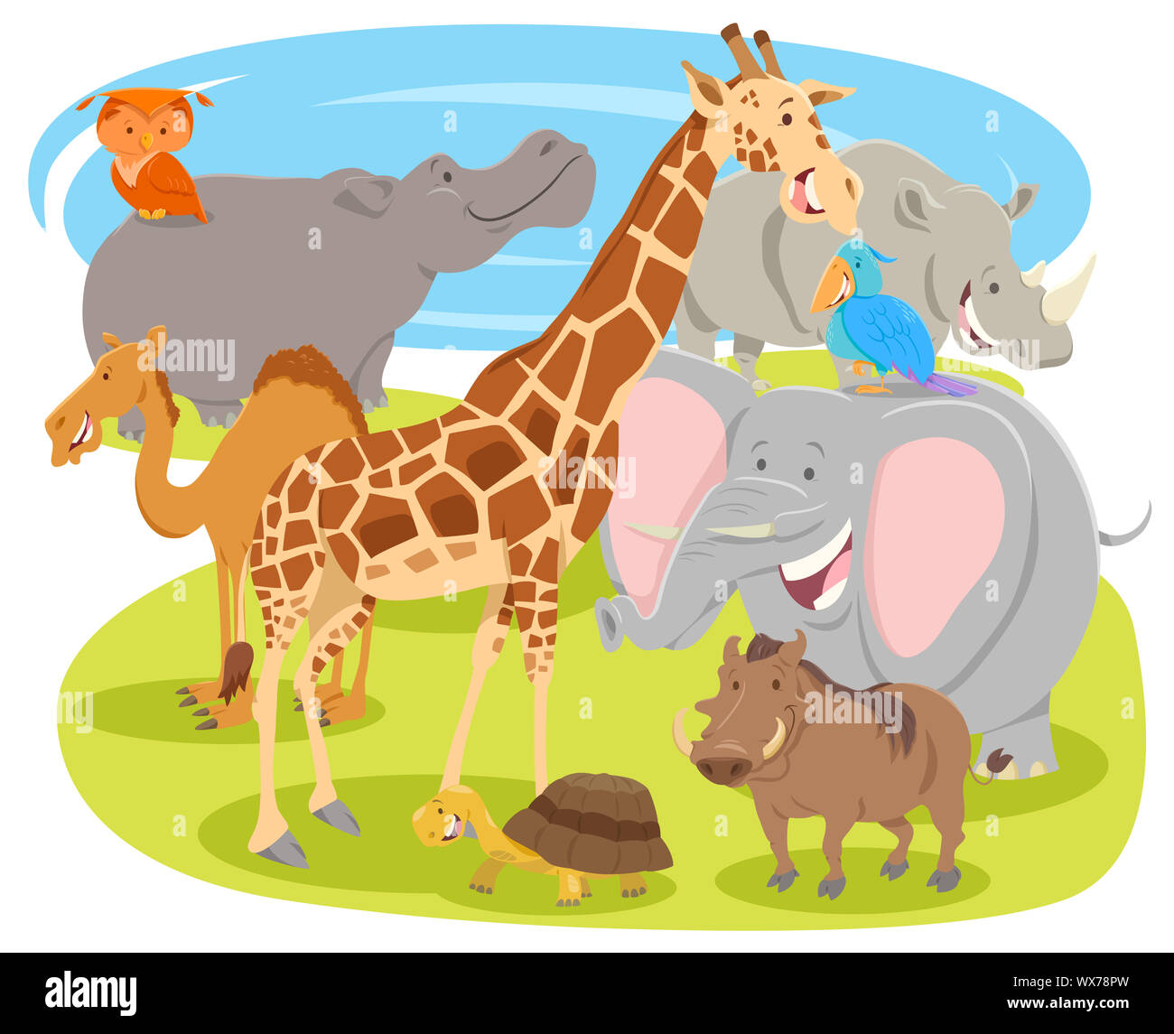 cartoon funny animal characters group Stock Photo