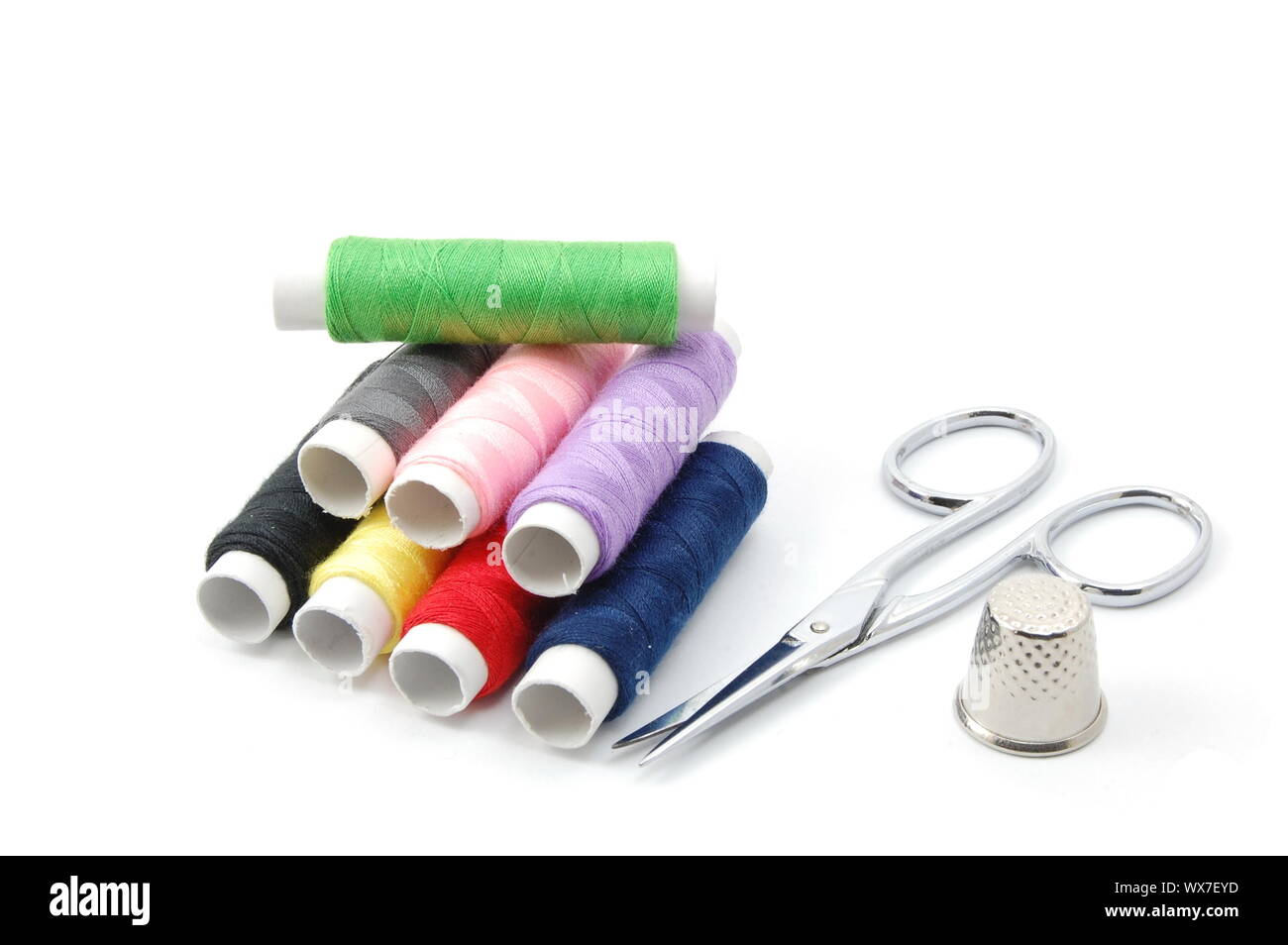 sewing kit isolated on a white background Stock Photo - Alamy