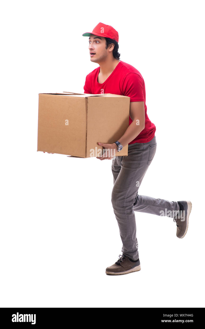 Young male courier with box Stock Photo