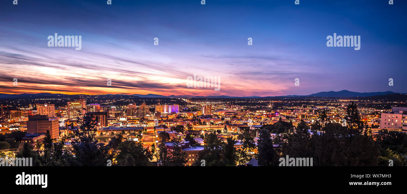 Panoramic View Spokane Washington Downtown City Skyline Stock Photo