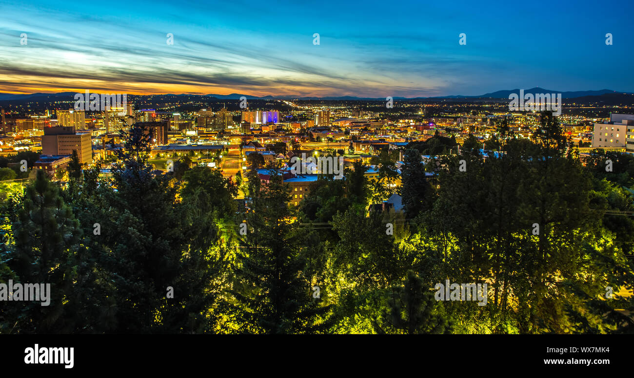 Panoramic View Spokane Washington Downtown City Skyline Stock Photo