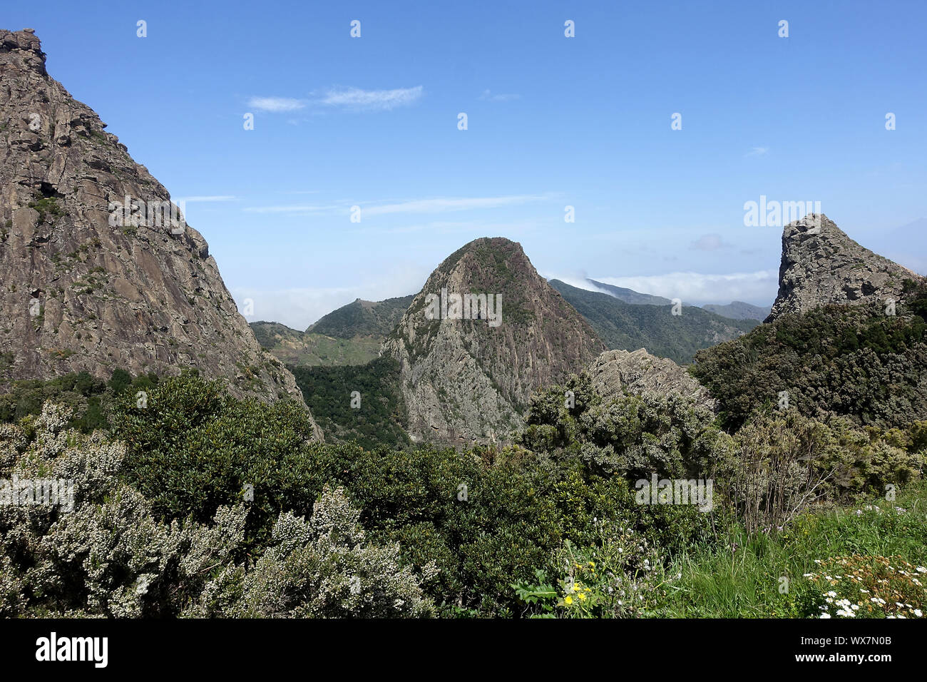 Los Roques natural monument on the Canary Island of La Gomera Stock Photo