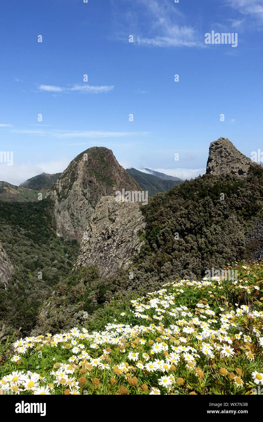 Los Roques natural monument on the Canary Island of La Gomera Stock Photo