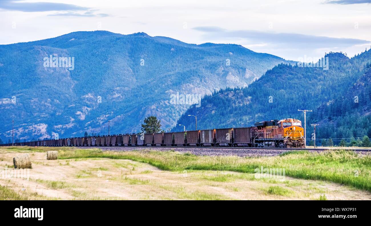Montana landscapes with heavy train engine locomotive passing Stock ...