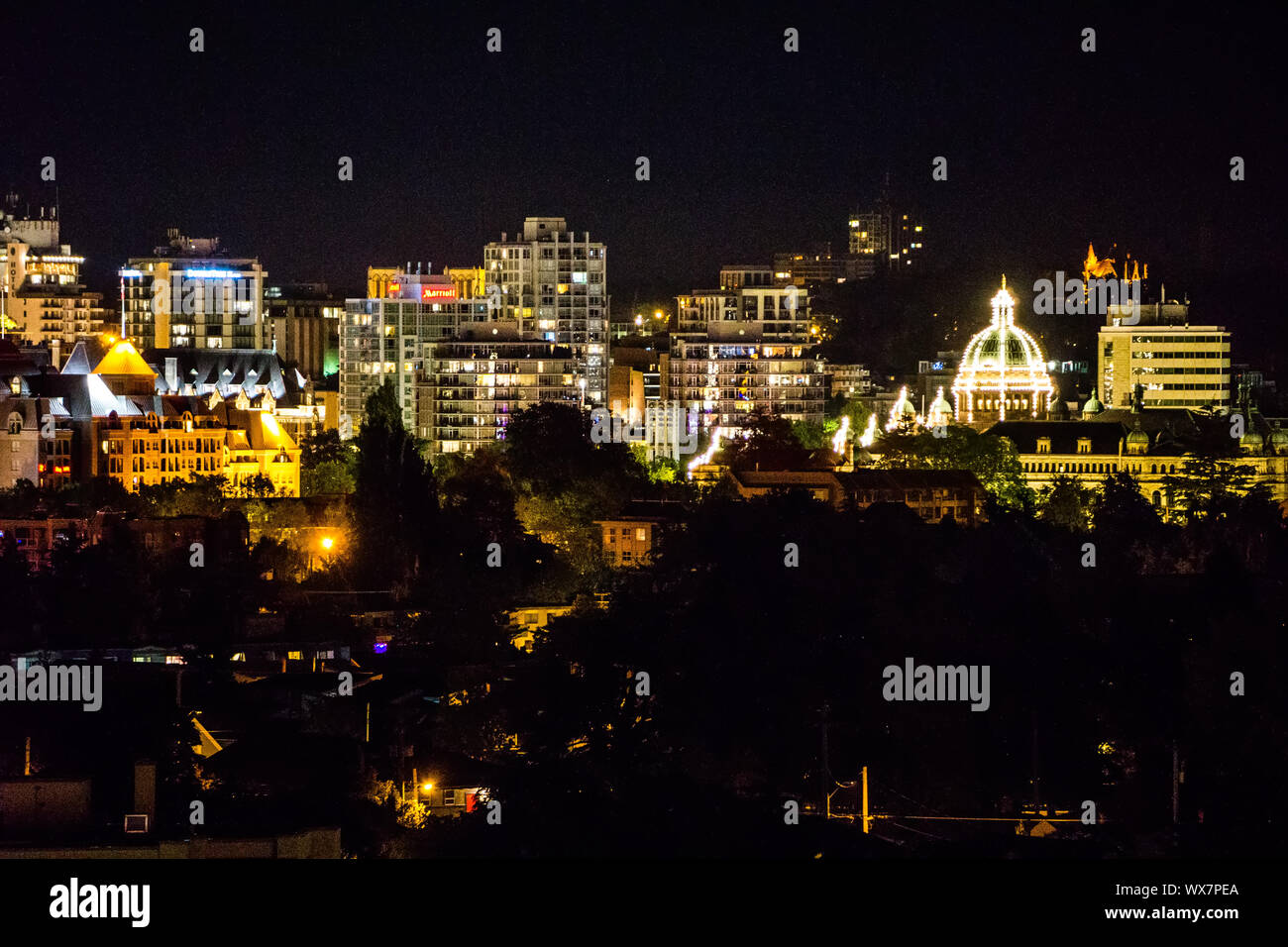 evening time in city of victoria british columbia canada Stock Photo