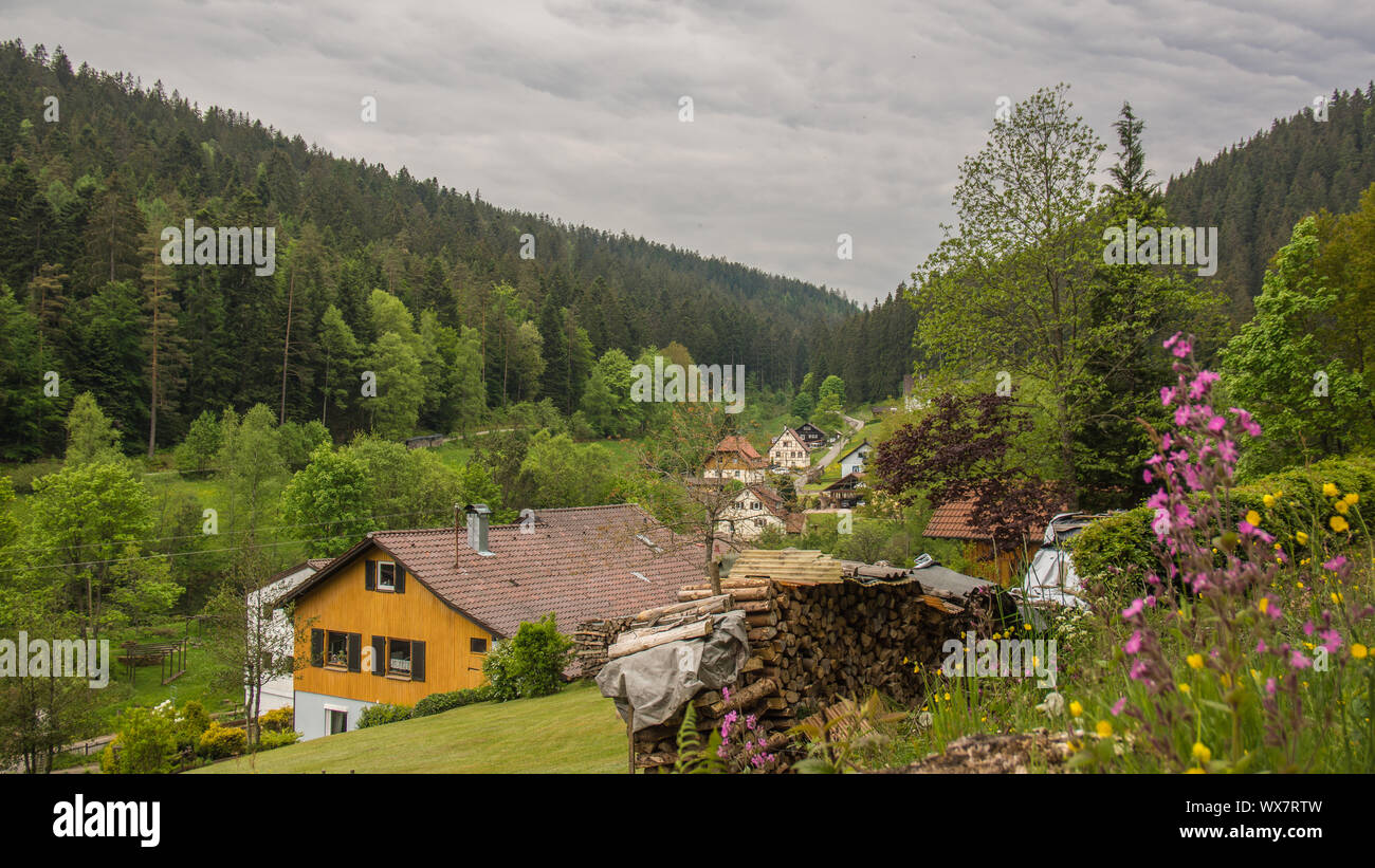 village of enzkloesterle in black forest Stock Photo