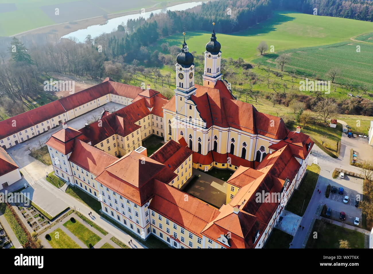 Monastery Roggenburg from above Stock Photo