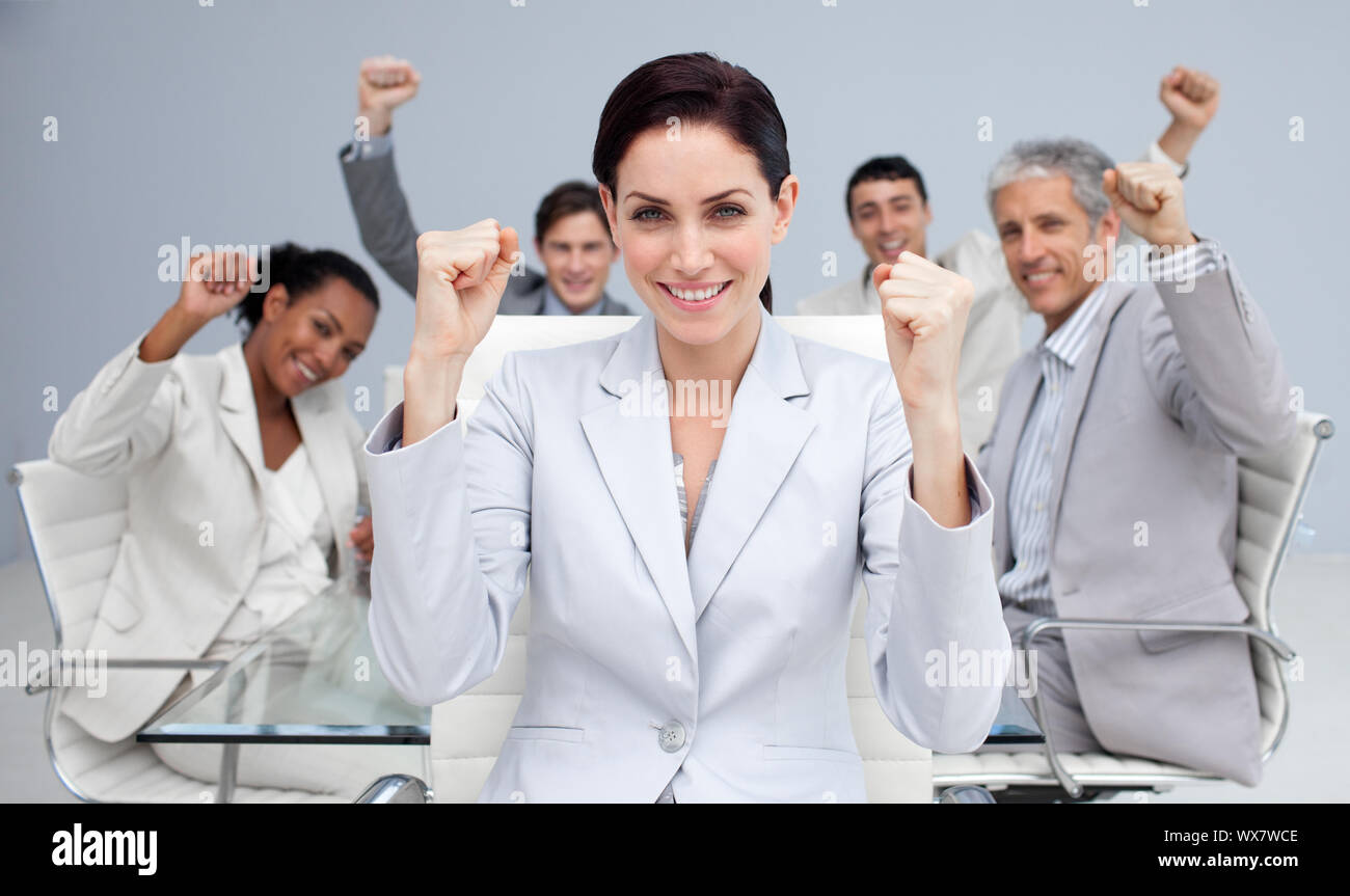 Happy business team celebrating sucess hi-res stock photography and ...