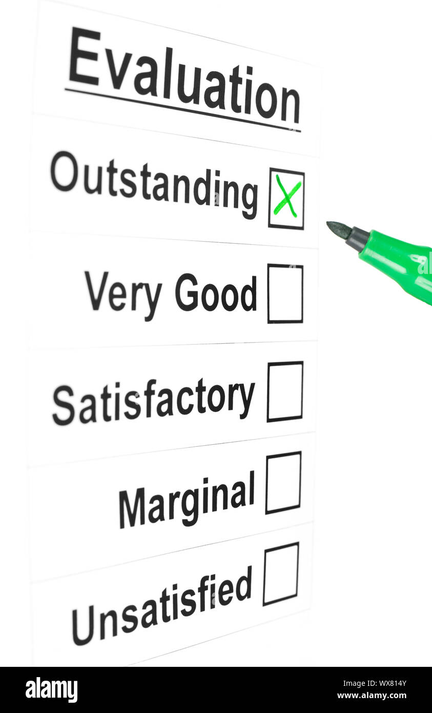 Questionnaire and hand with green marker on the white background Stock ...