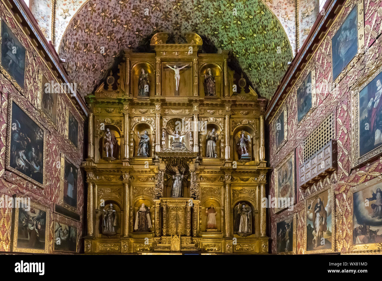 Bogota Santa Clara church golden altar Stock Photo
