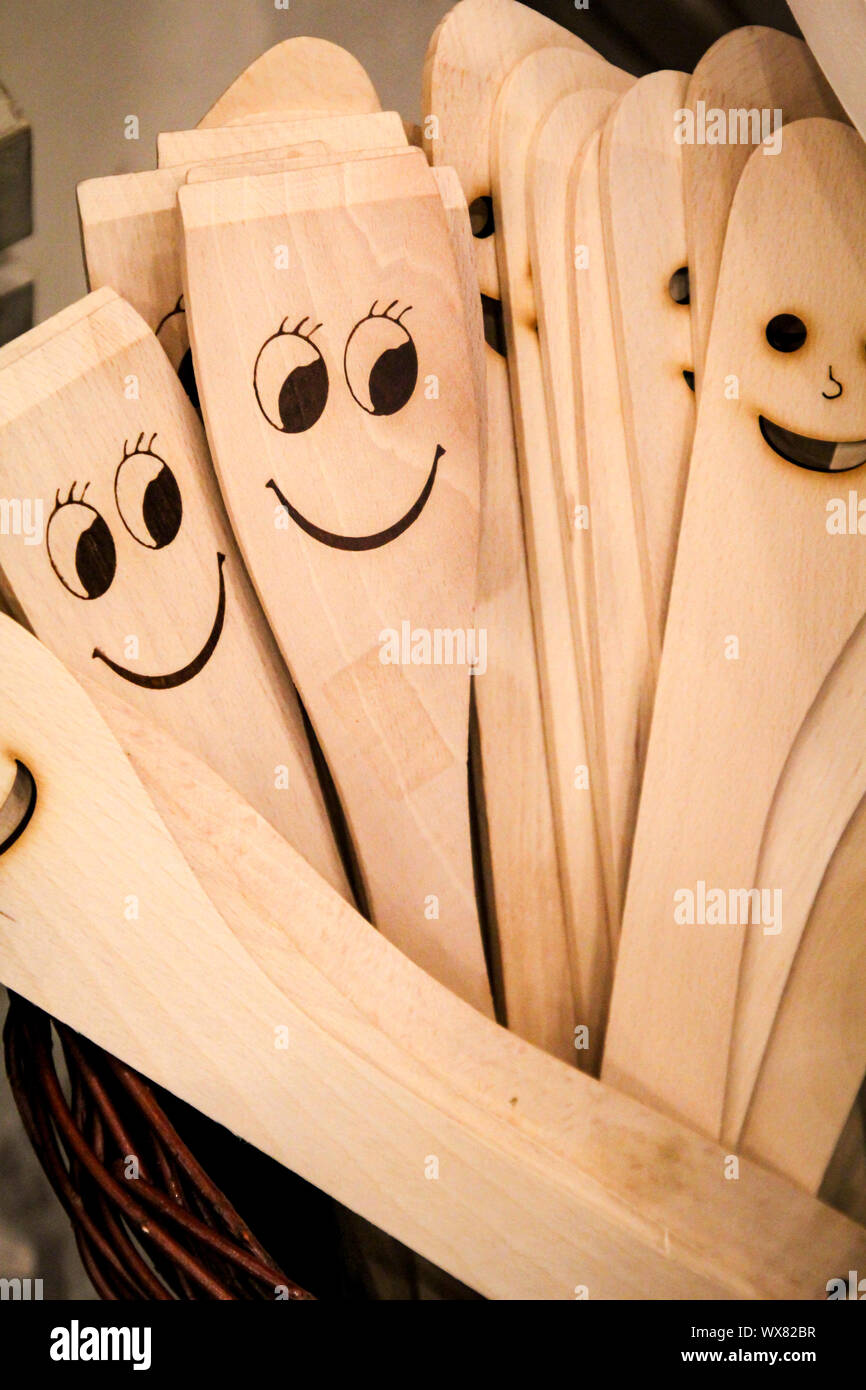 funny wooden spoons Stock Photo Alamy