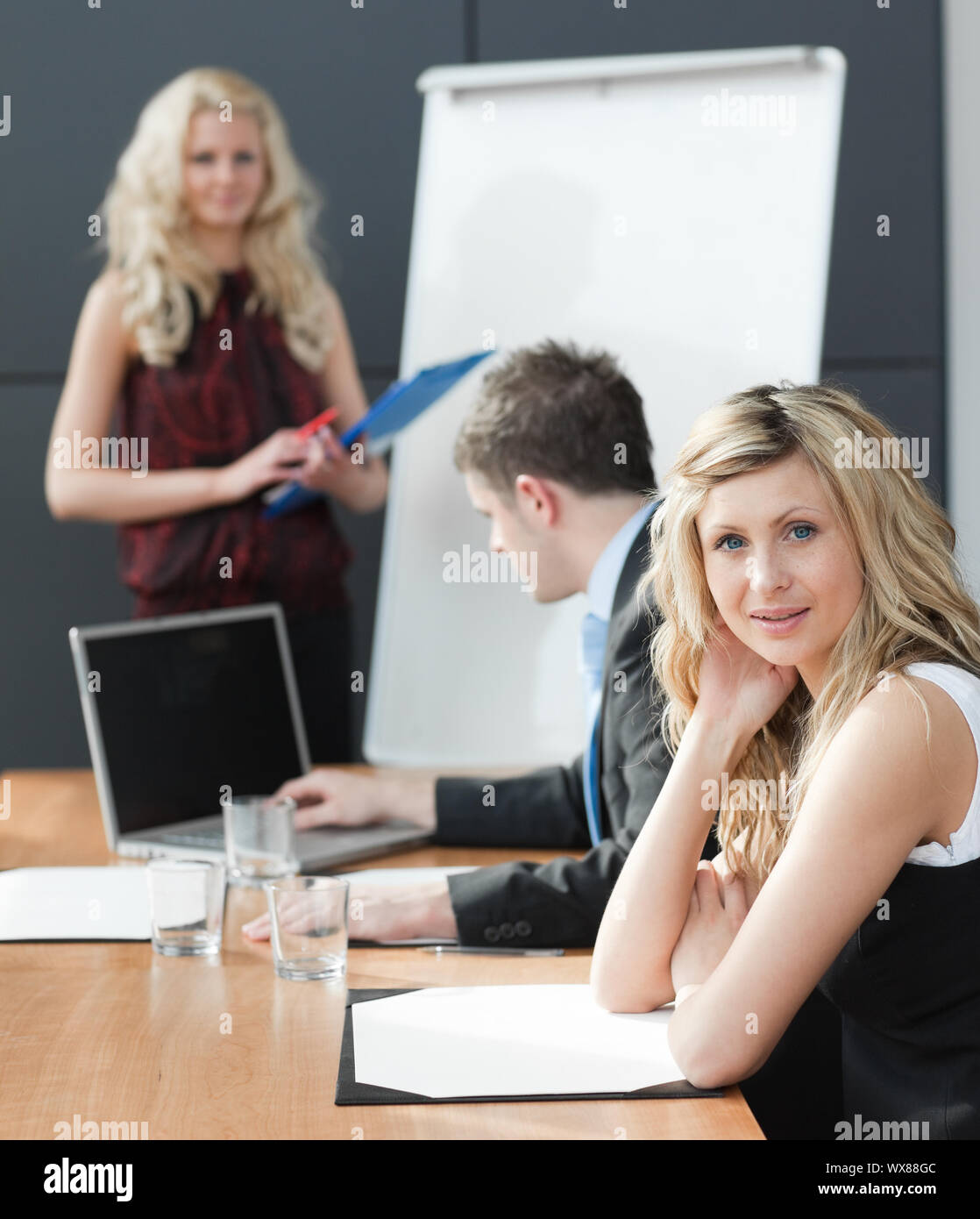woman presenting at a business teamwork meeting Stock Photo