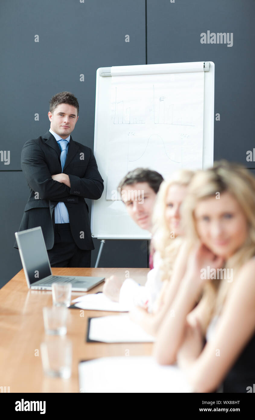 Business teamwork With man giving presentation Stock Photo
