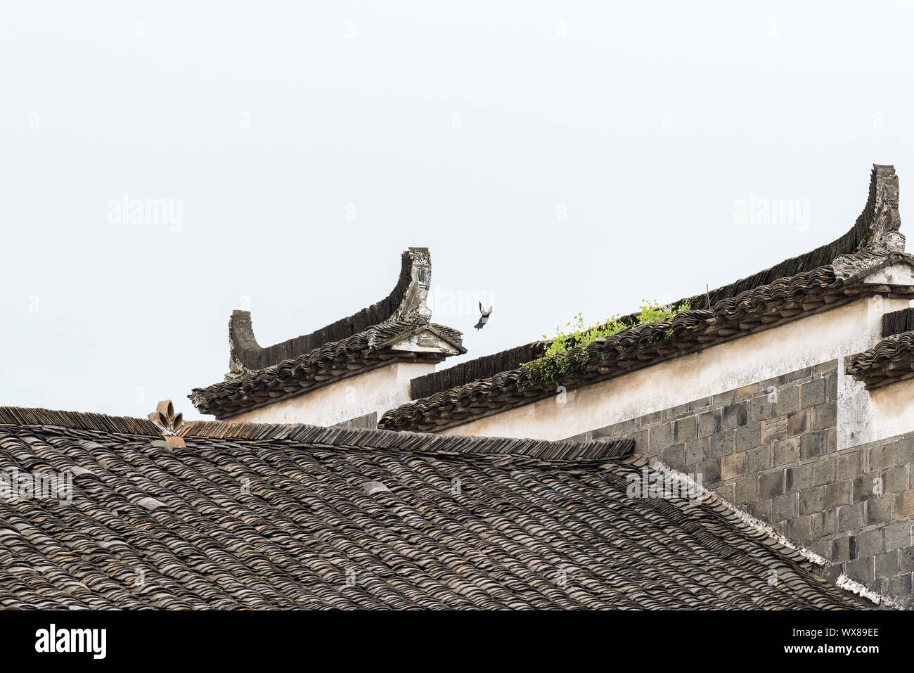 traditional roof of ancient building Stock Photo