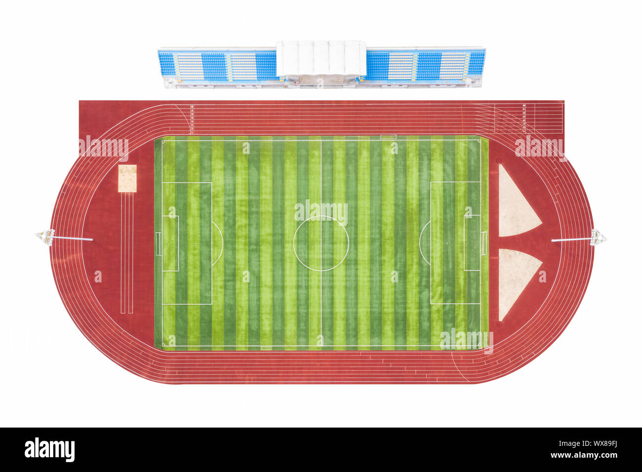sports stand, runway and football field Stock Photo