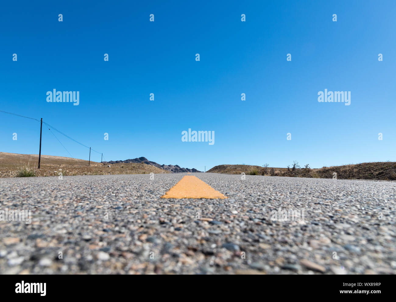road closeup and blue sky Stock Photo