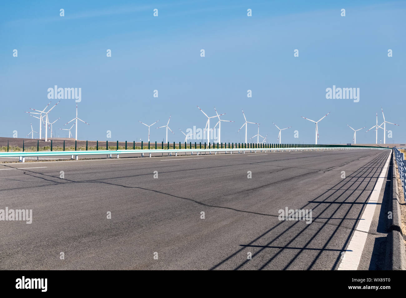 highway and wind farms Stock Photo