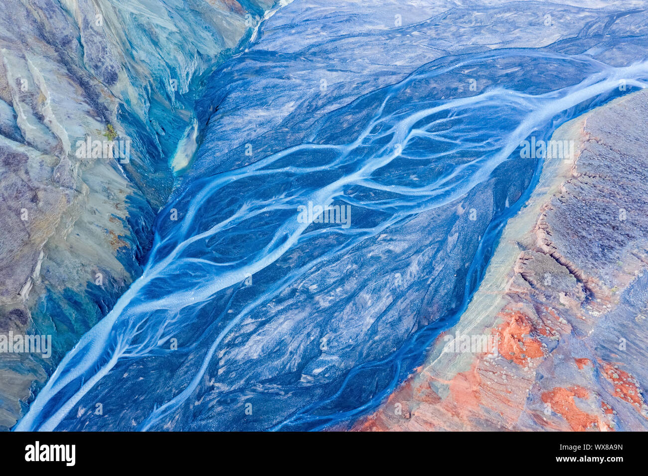blue canyon riverbed closeup Stock Photo
