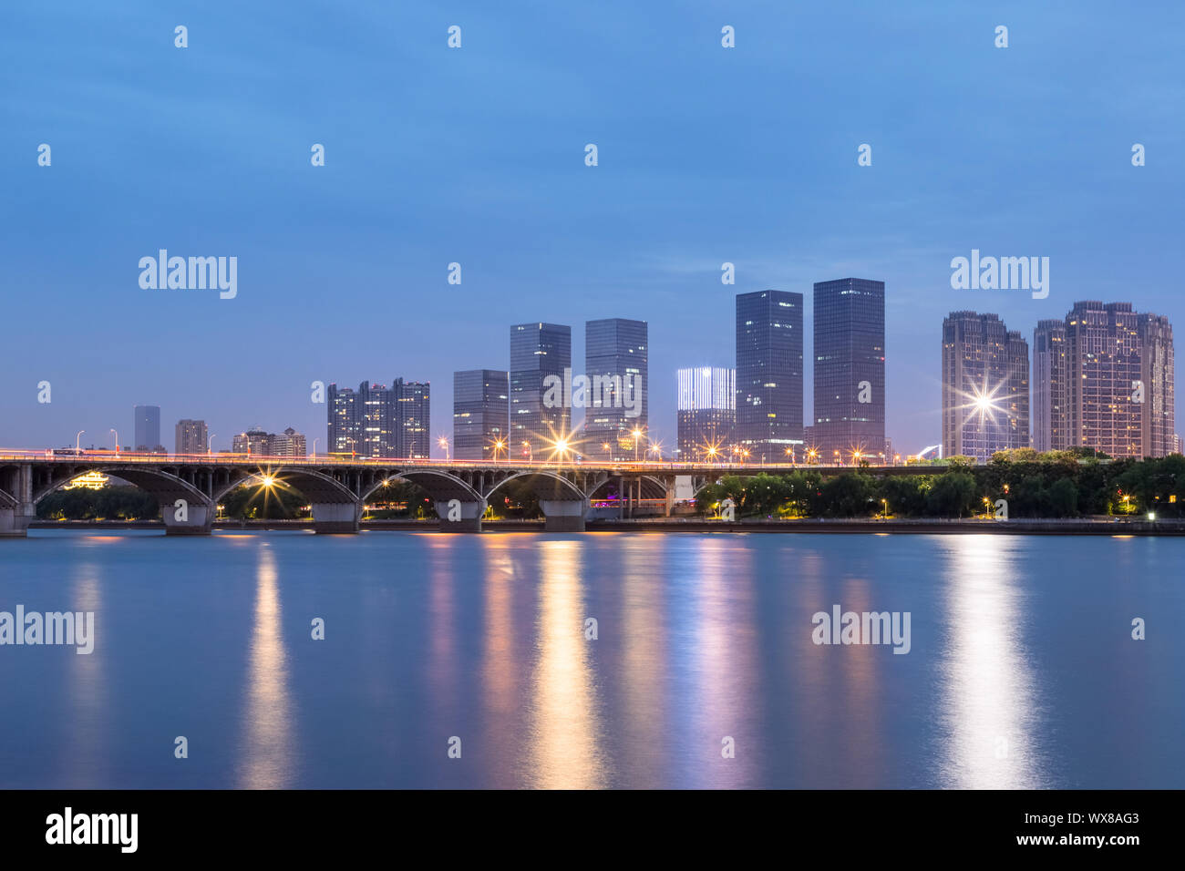 changsha cityscape in nightfall Stock Photo