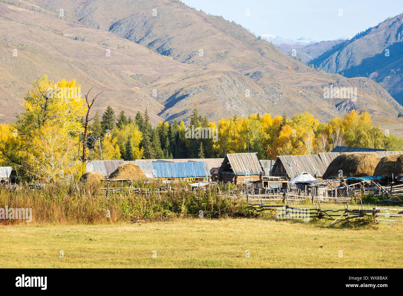 beautiful primitive villages on autumn morning Stock Photo