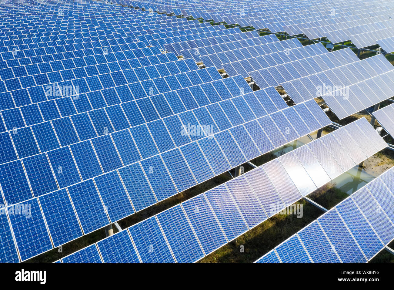 arrays of blue solar panels Stock Photo
