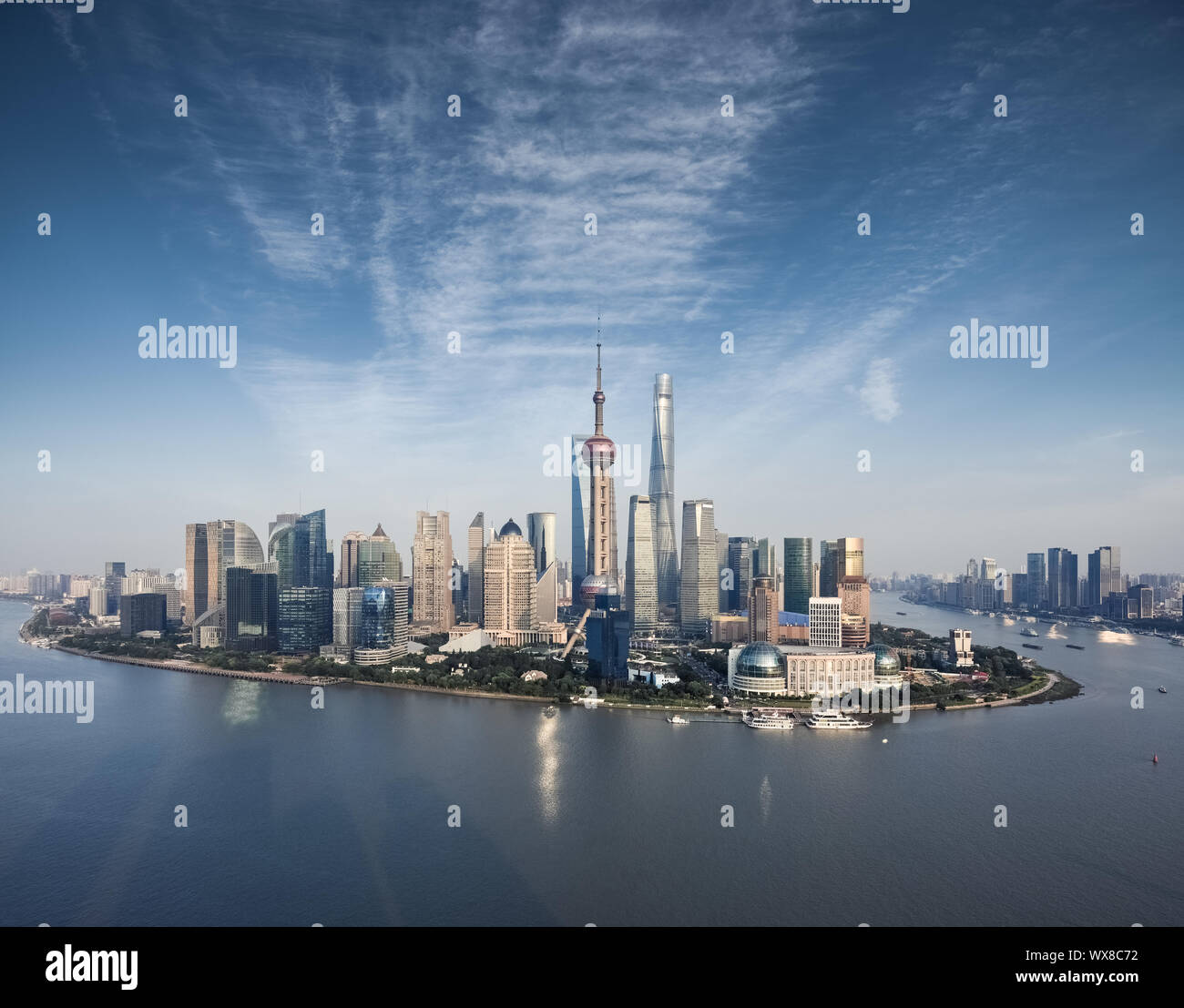 aerial view of shanghai skyline Stock Photo