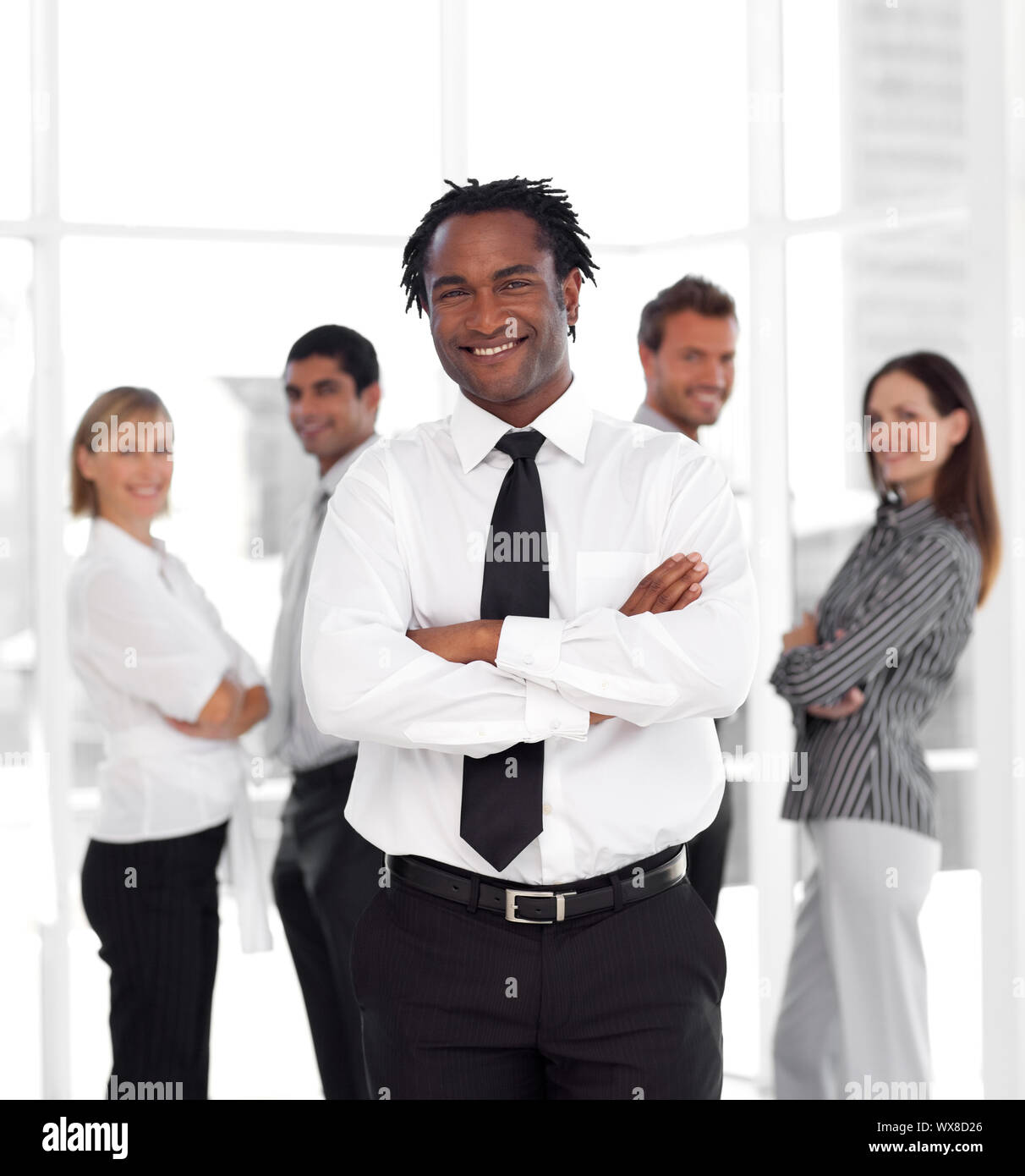 Business staff applauding during a meeting Stock Photo