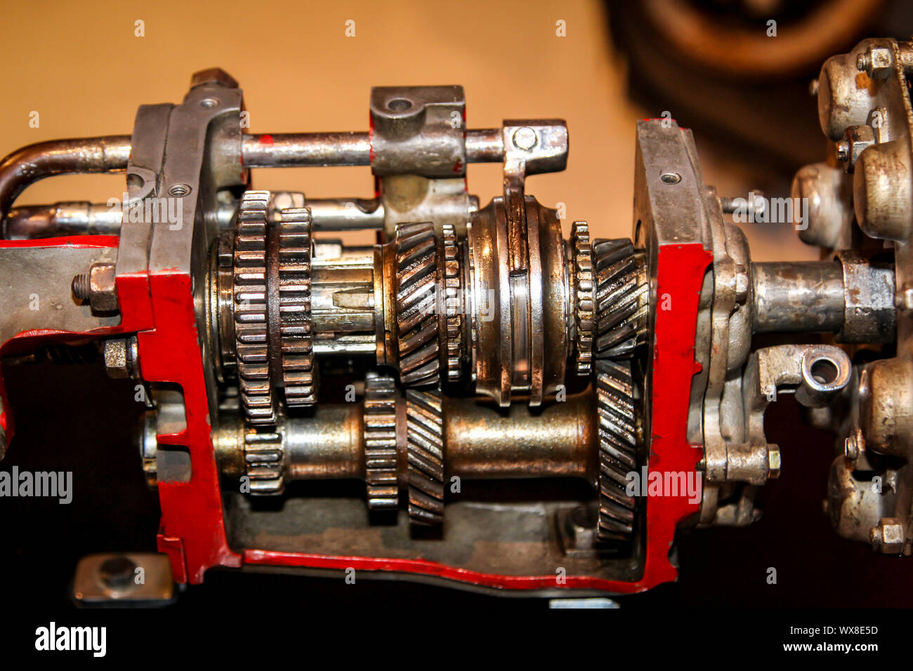 Details of a motor, clutch, transmision Stock Photo Alamy