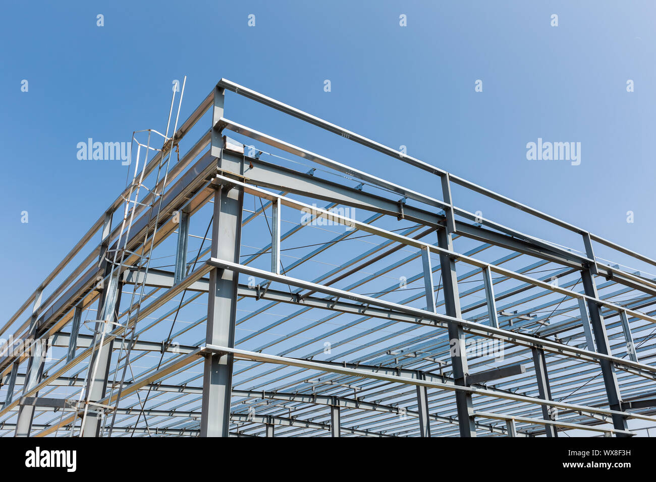 steel structure workshop closeup Stock Photo