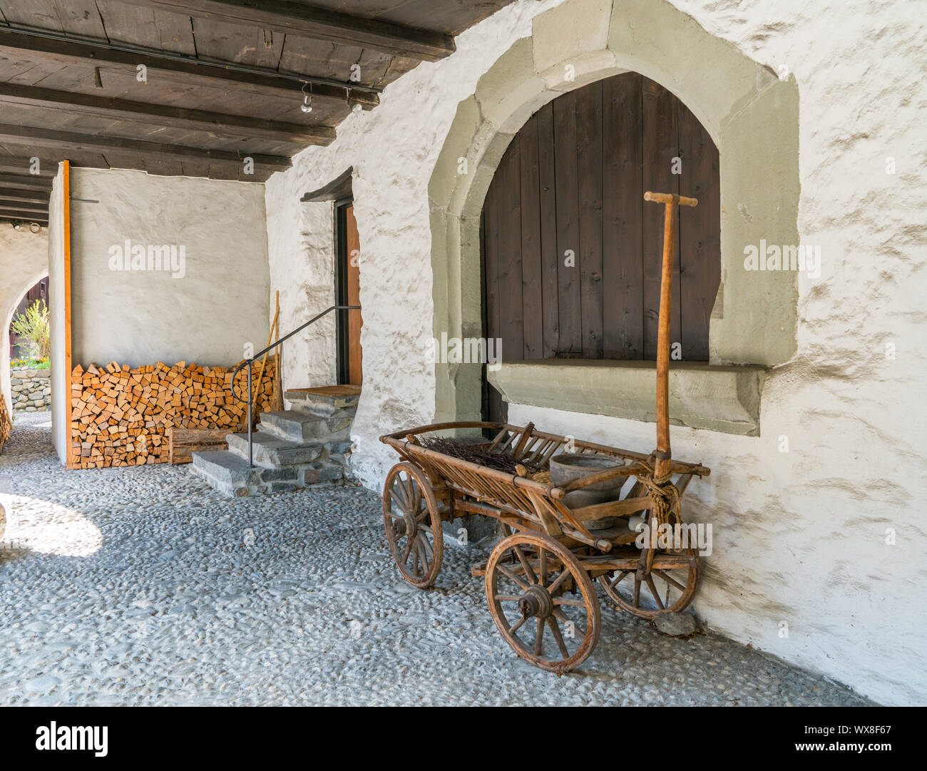 Werdenberg, SG / Switzerland - March 31, 2019: Werdenberg village with historic and traditional buil Stock Photo