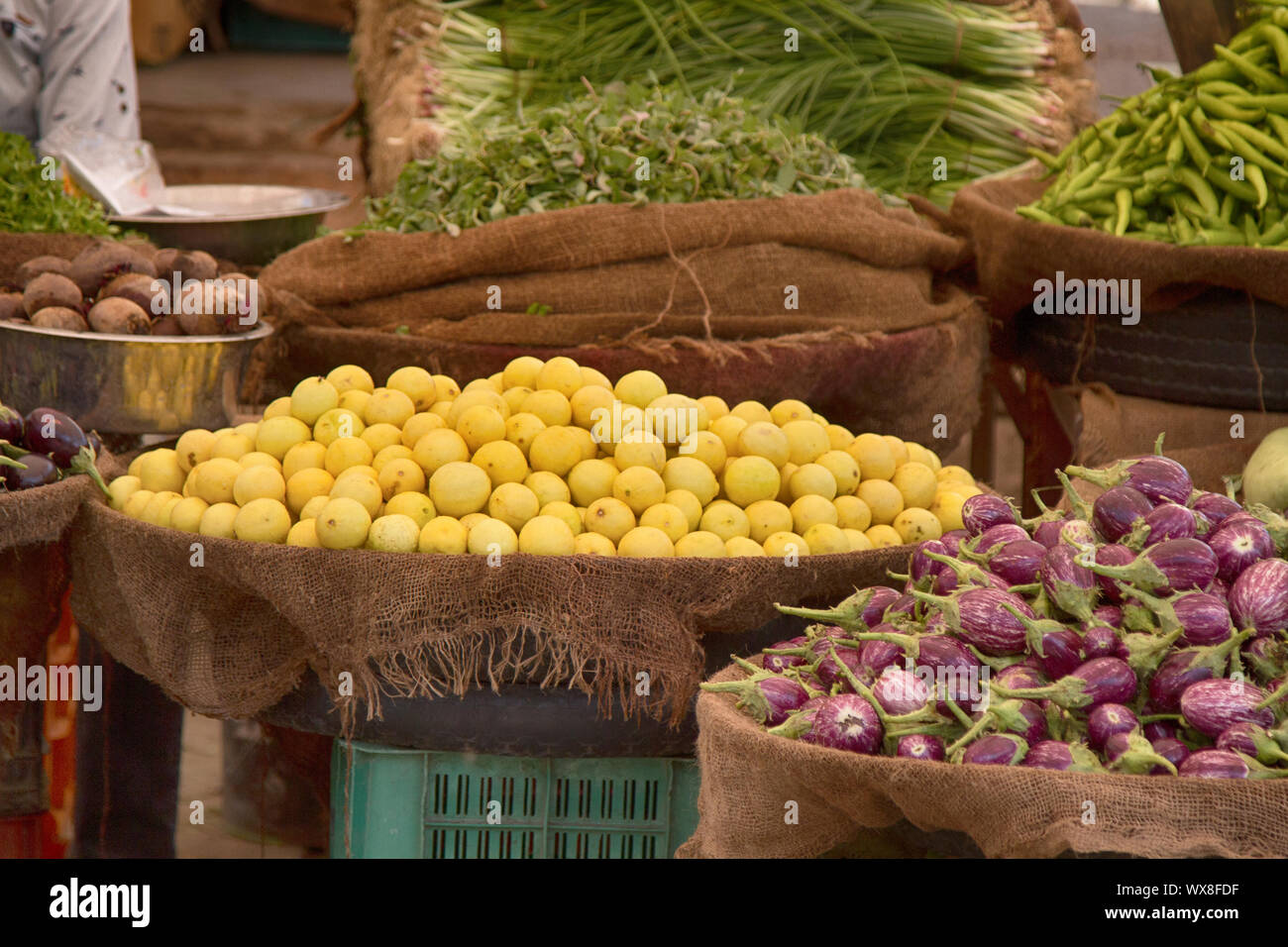 Cooking and dishes from street cafes in India Stock Photo