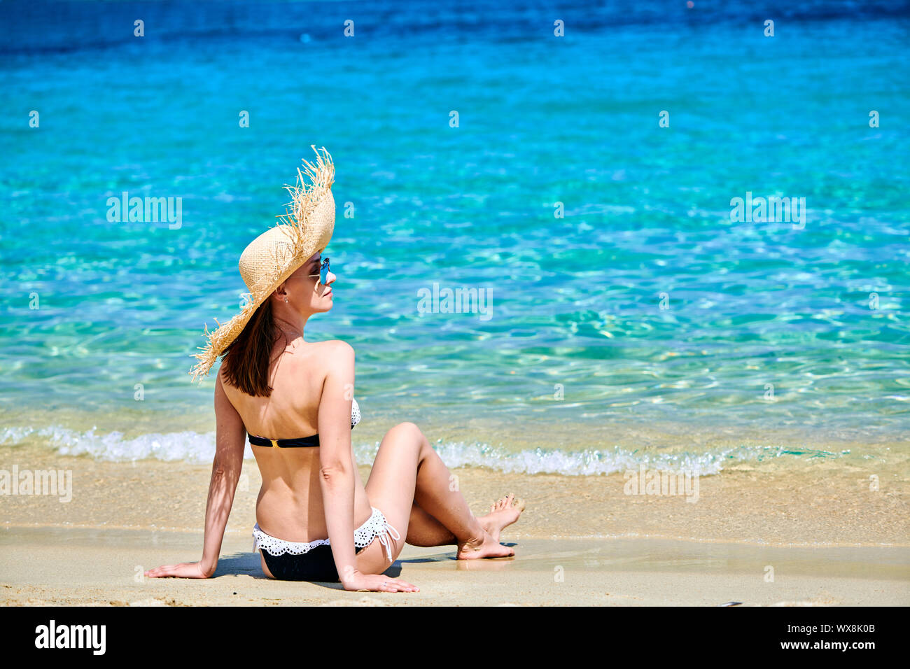 Woman in bikini on beach Stock Photo Alamy