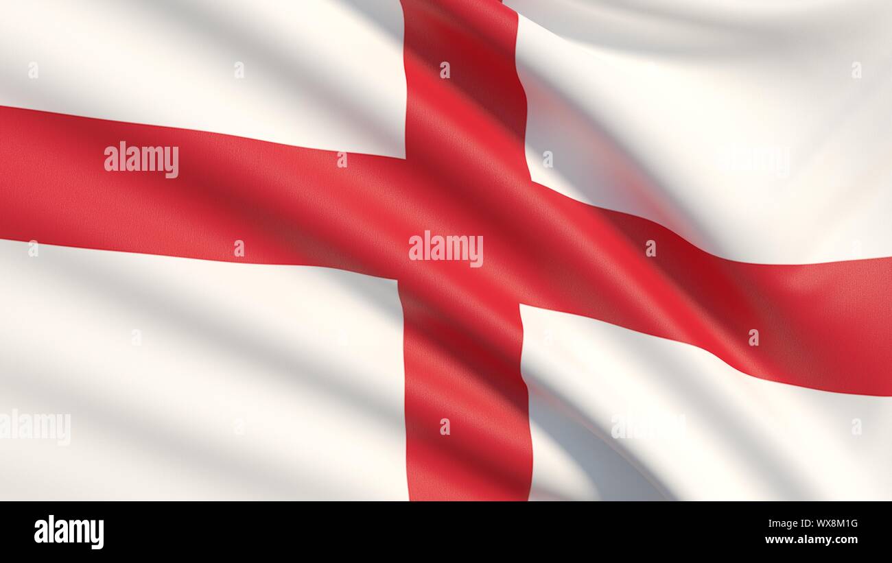 Flag of England. Waved highly detailed fabric texture. Stock Photo