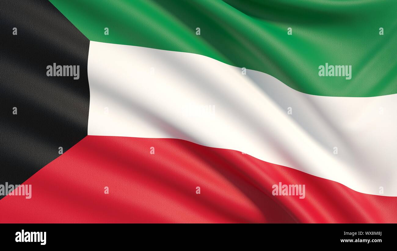 Flag of Kuwait. Waved highly detailed fabric texture Stock Photo Alamy