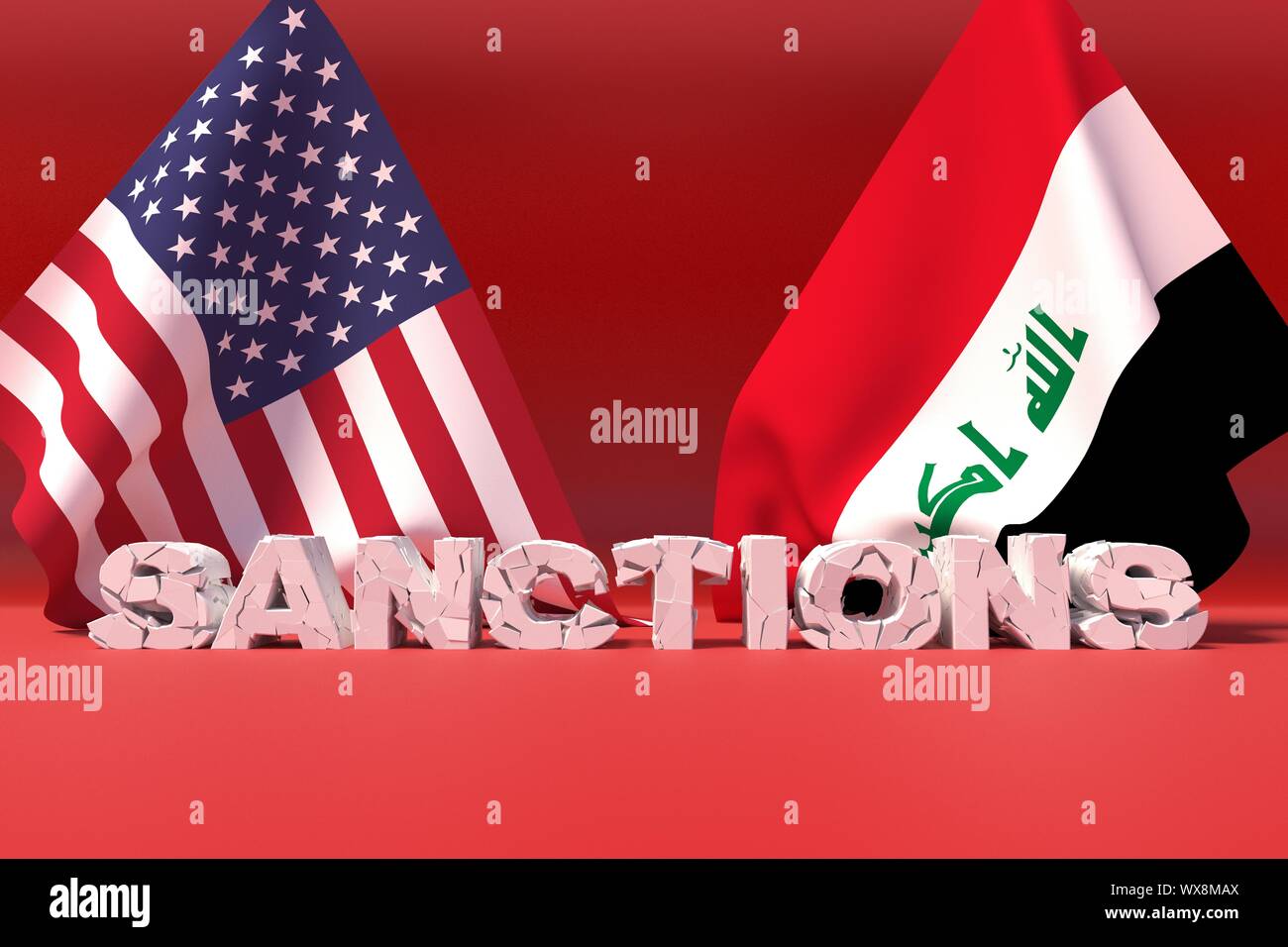Western american sanctions against Iraq. 3D illustration. Stock Photo