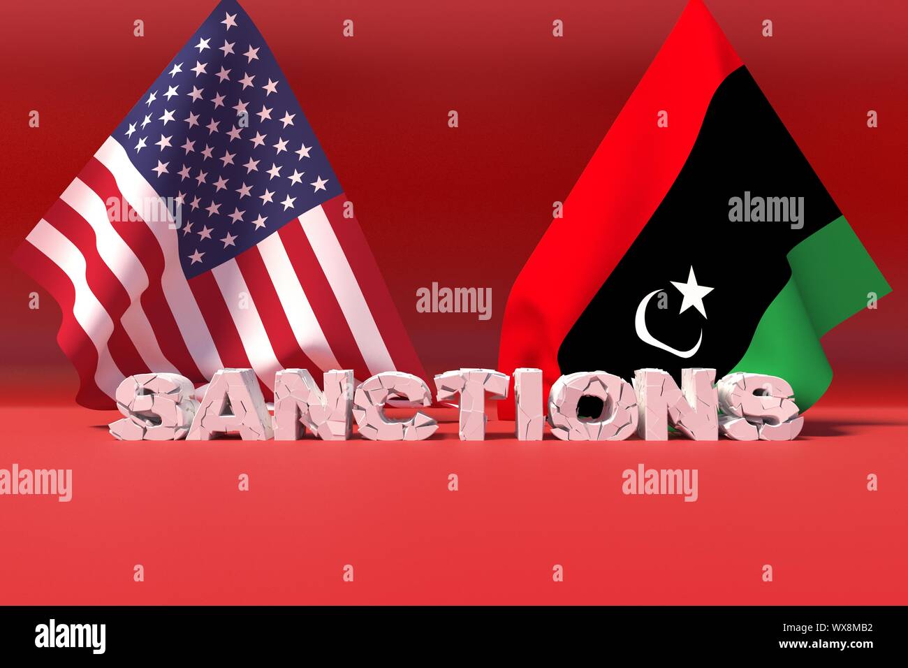 Western american sanctions against Libya. 3D illustration. Stock Photo