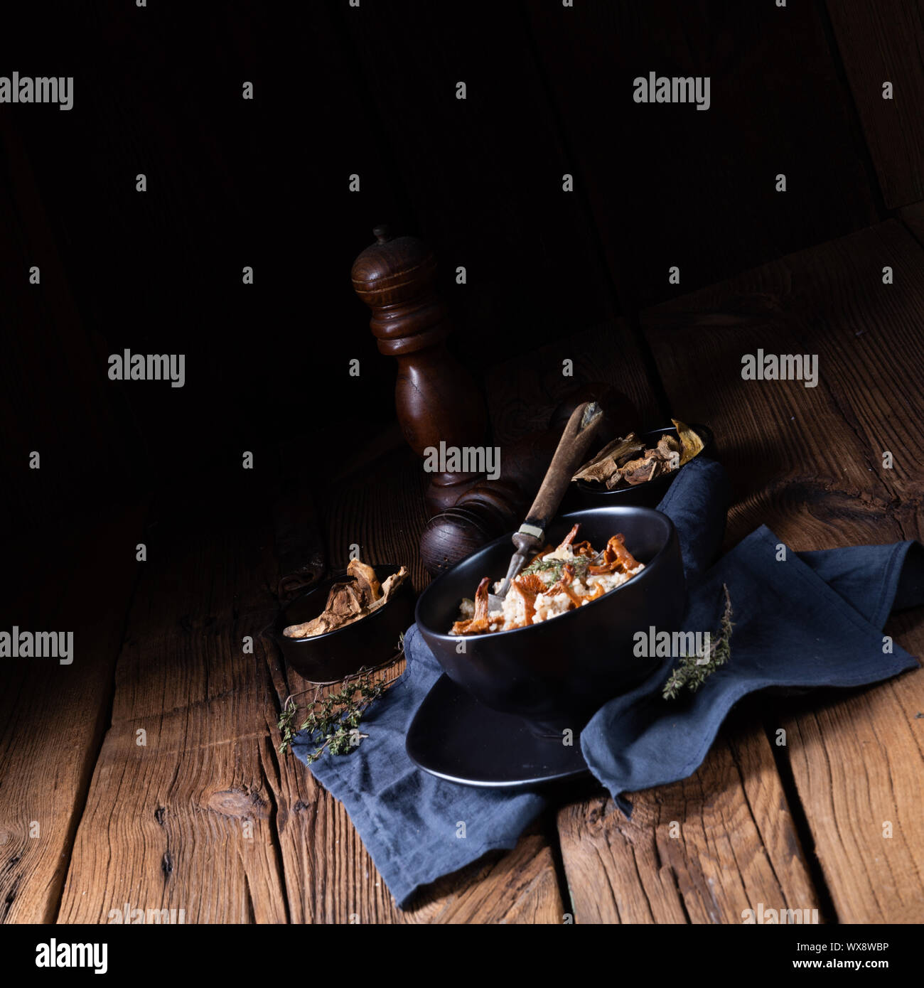 Kaszotto- polish risotto from barley groats with mushrooms Stock Photo ...