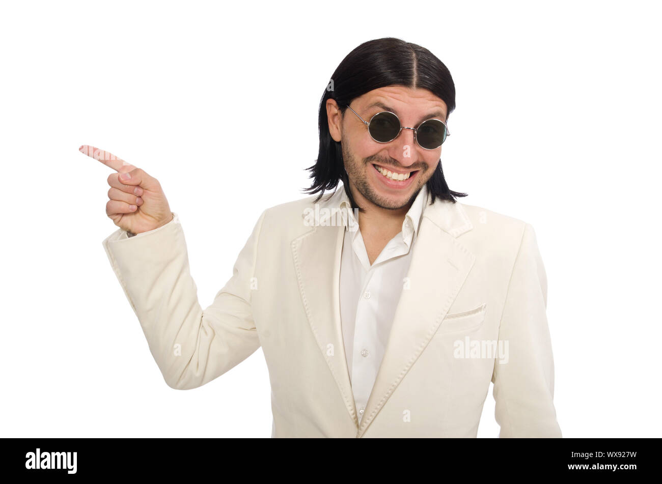 Man in funny concept isolated on white Stock Photo
