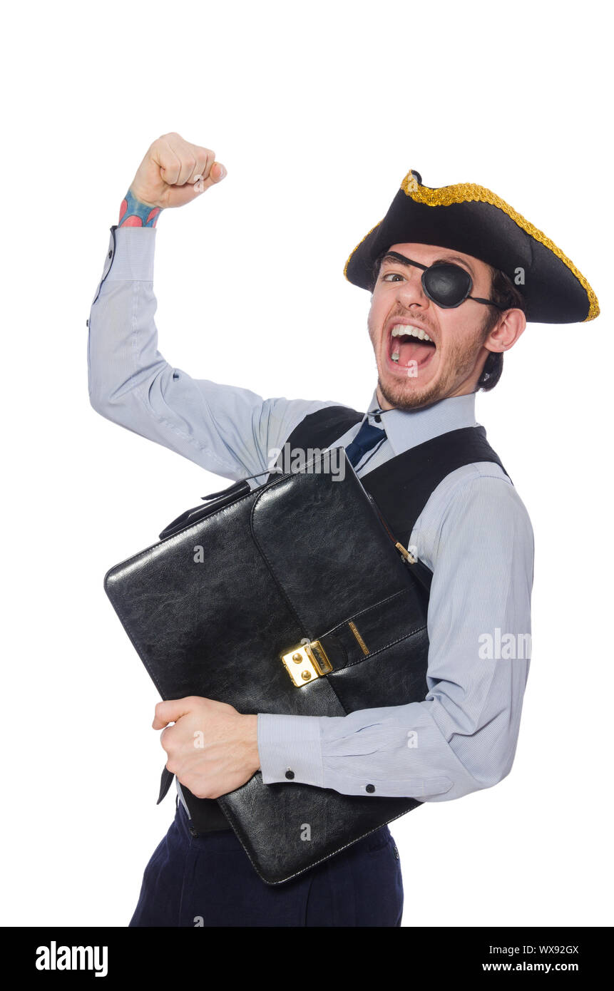 Businessman pirate isolated on white background Stock Photo