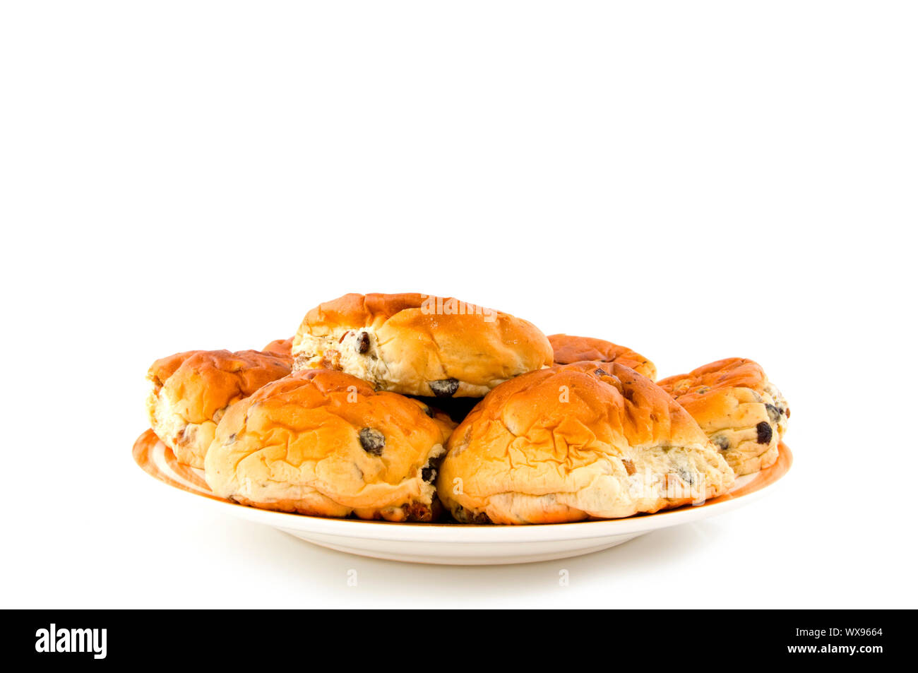 currants bread rolls isolated on white Stock Photo