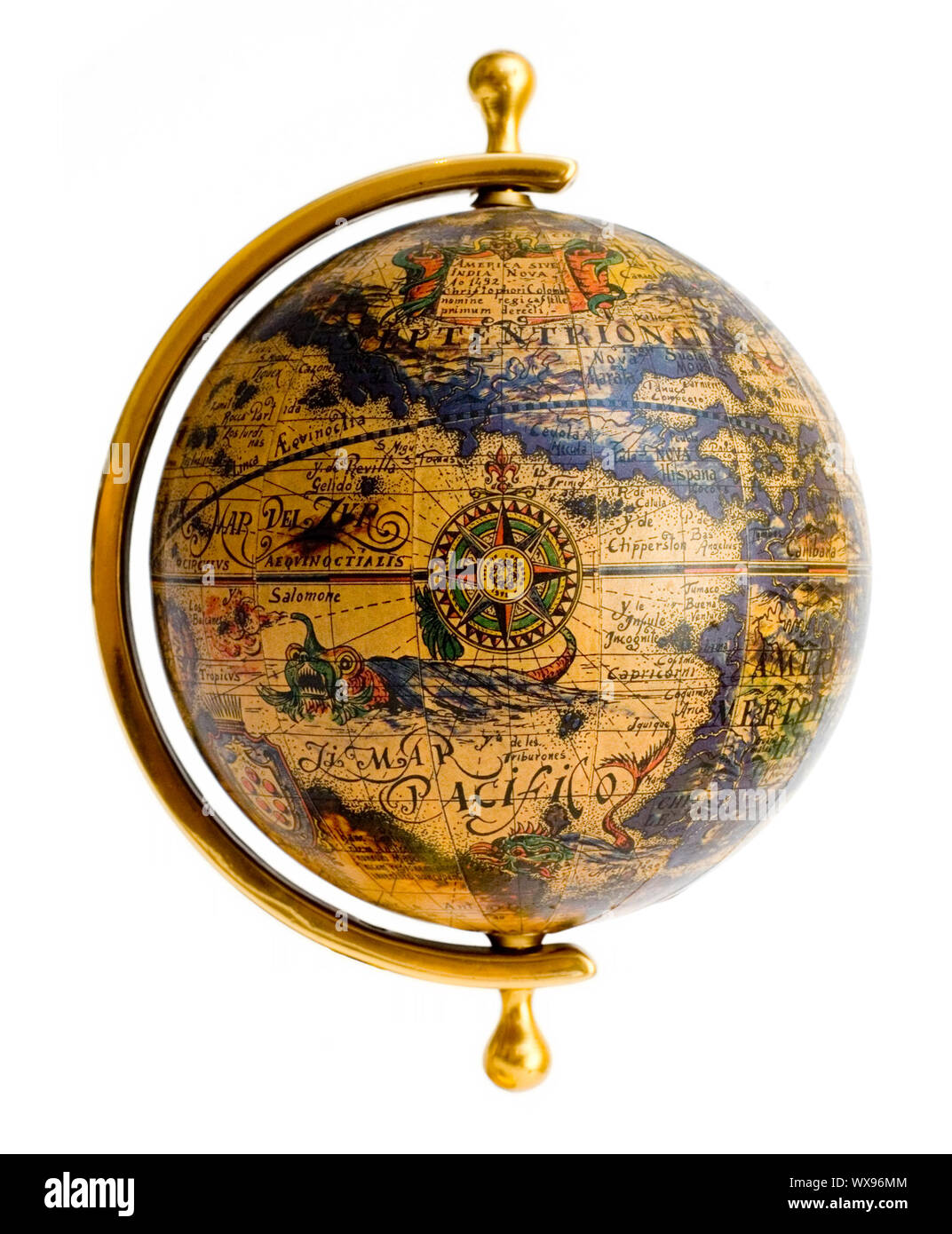 Old style globe isolated on white background Stock Photo - Alamy