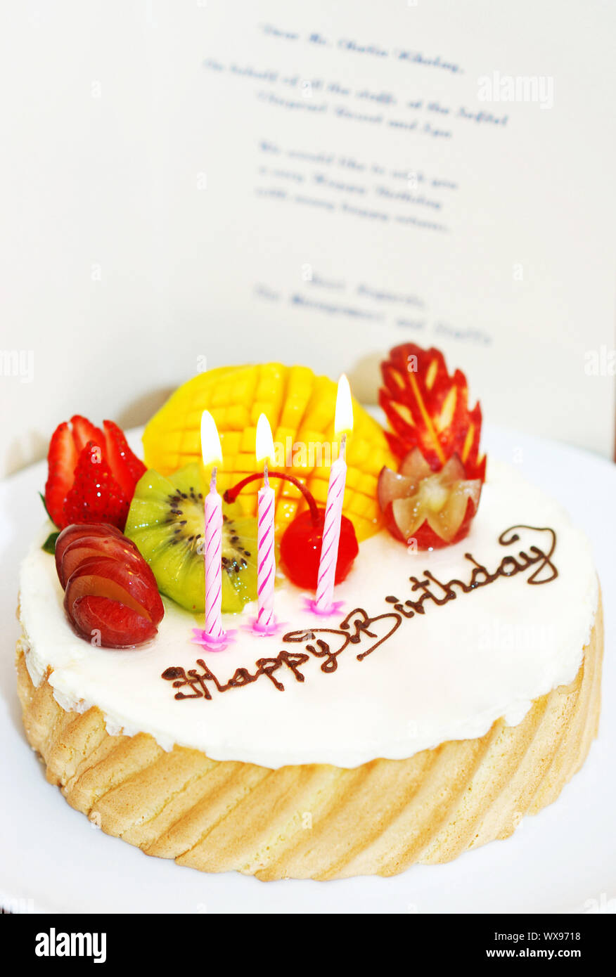 Birthday cake with the candles Stock Photo - Alamy