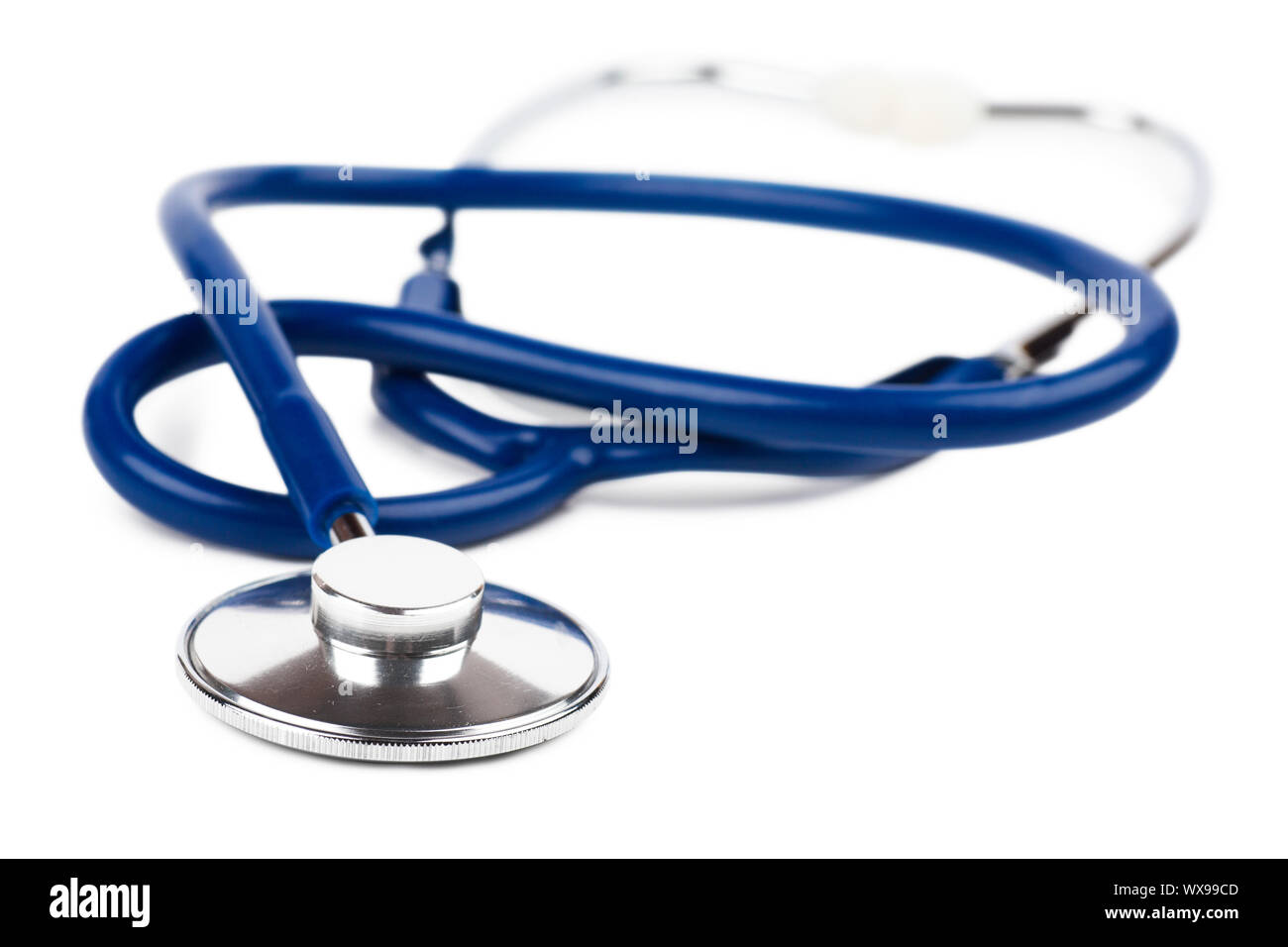 Closeup view of blue stethoscope on the white background Stock Photo ...