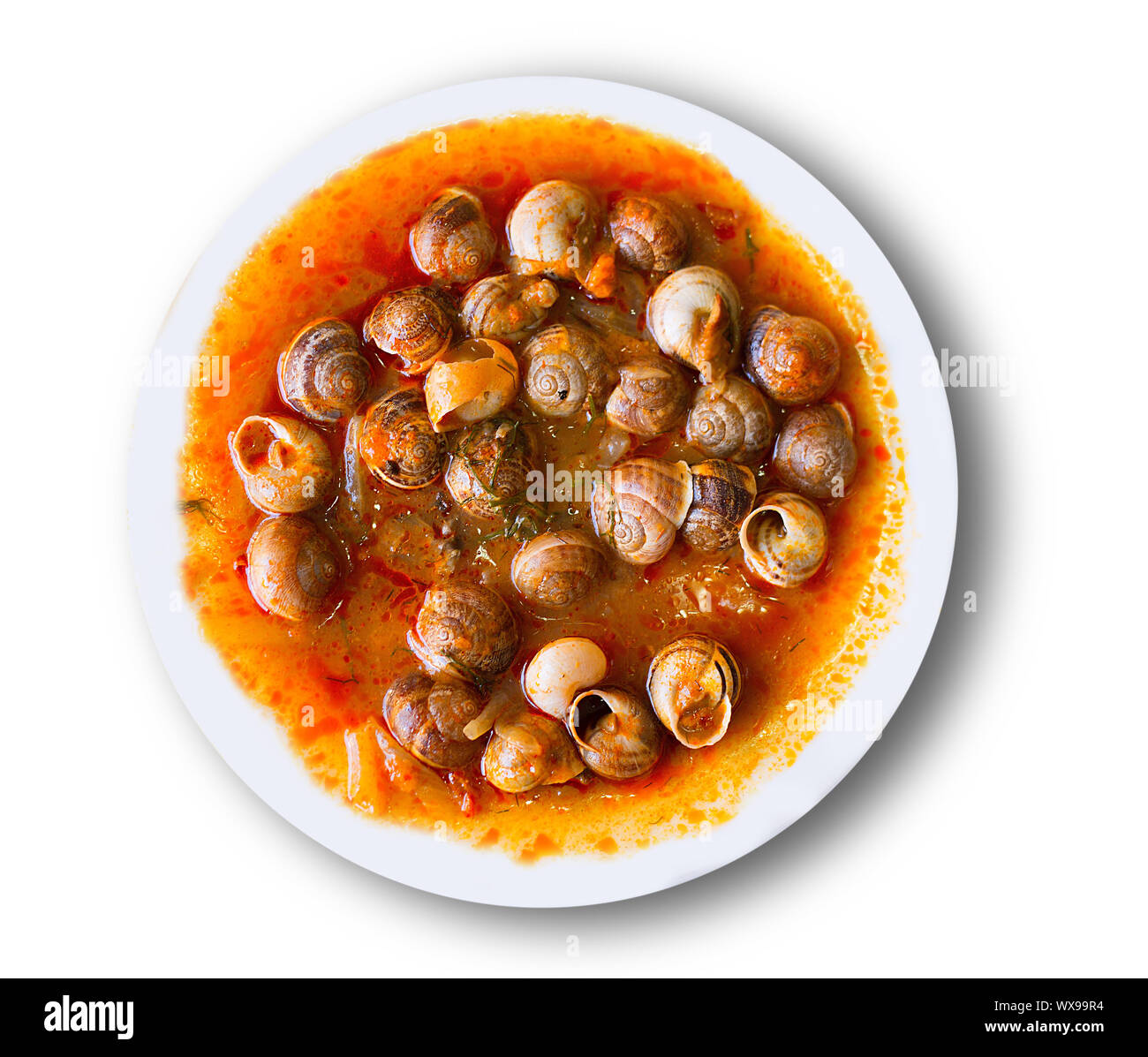 dish of snails prepared at spanish traditional mediterranean style Stock Photo