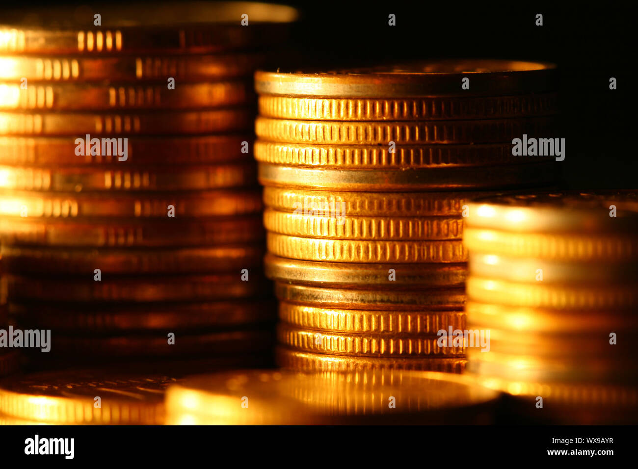 golden coins macro close up Stock Photo - Alamy