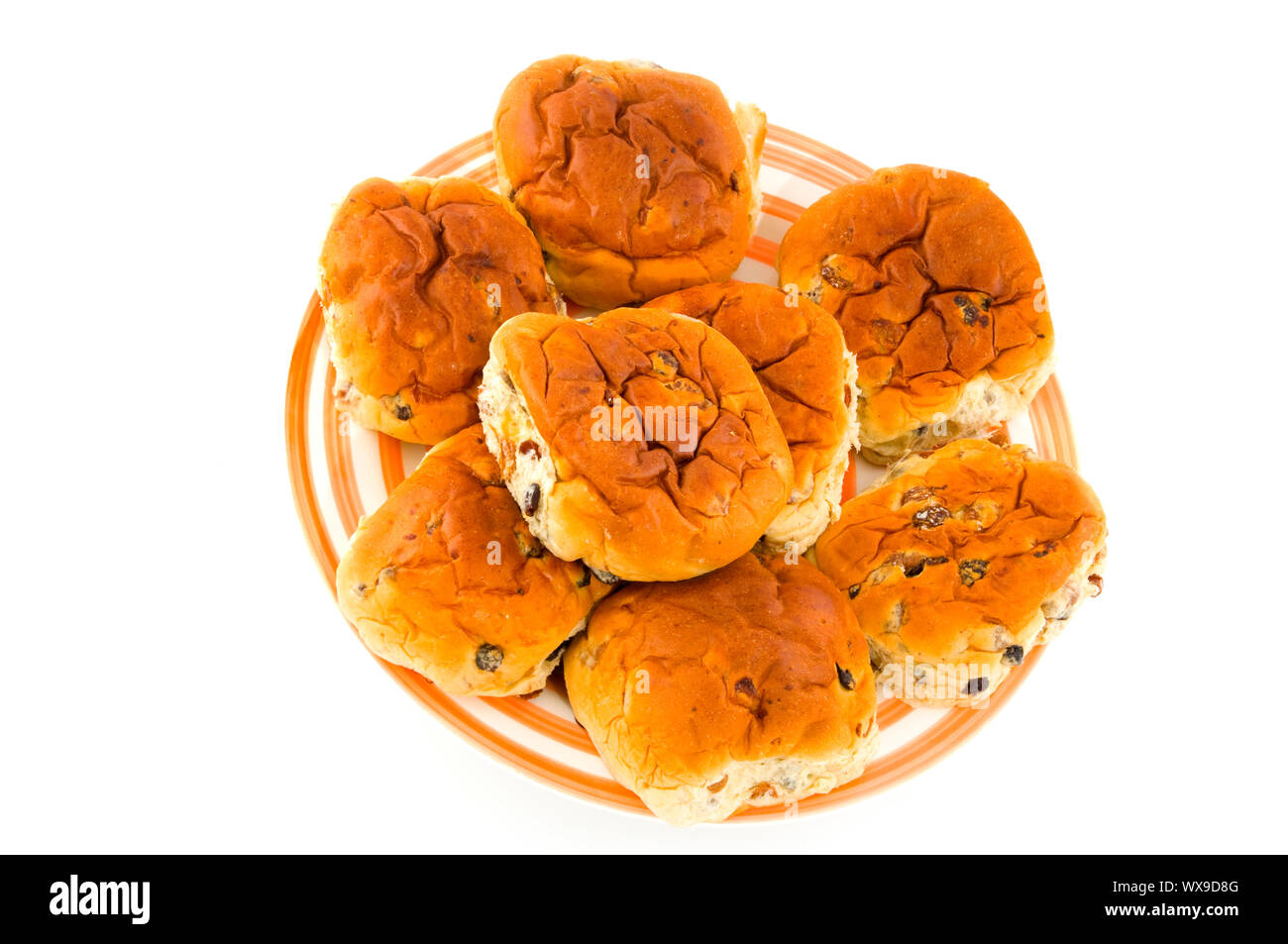 currant bread rolls isolated on white Stock Photo