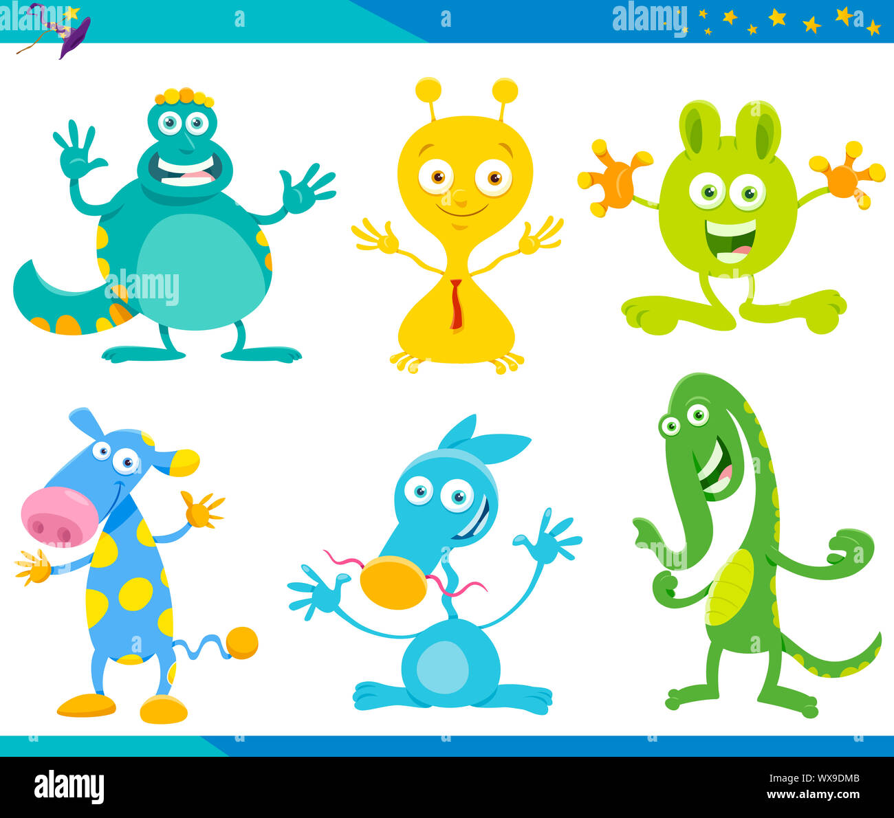 Cartoon Fantasy Monster Characters Set Stock Photo - Alamy