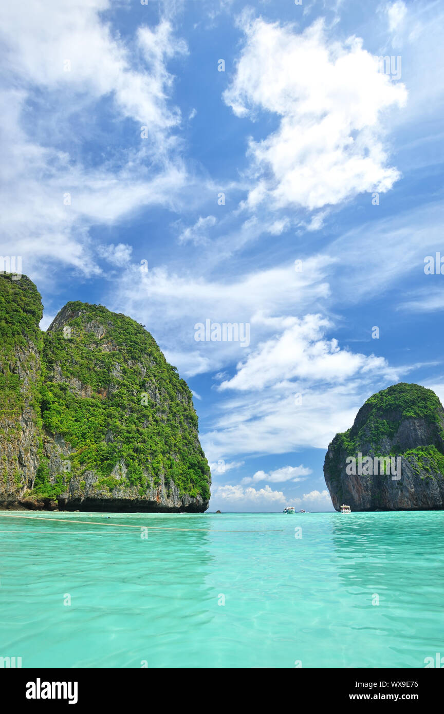 Beautiful lagoon at Phi Phi Ley island, the exact place where "The
