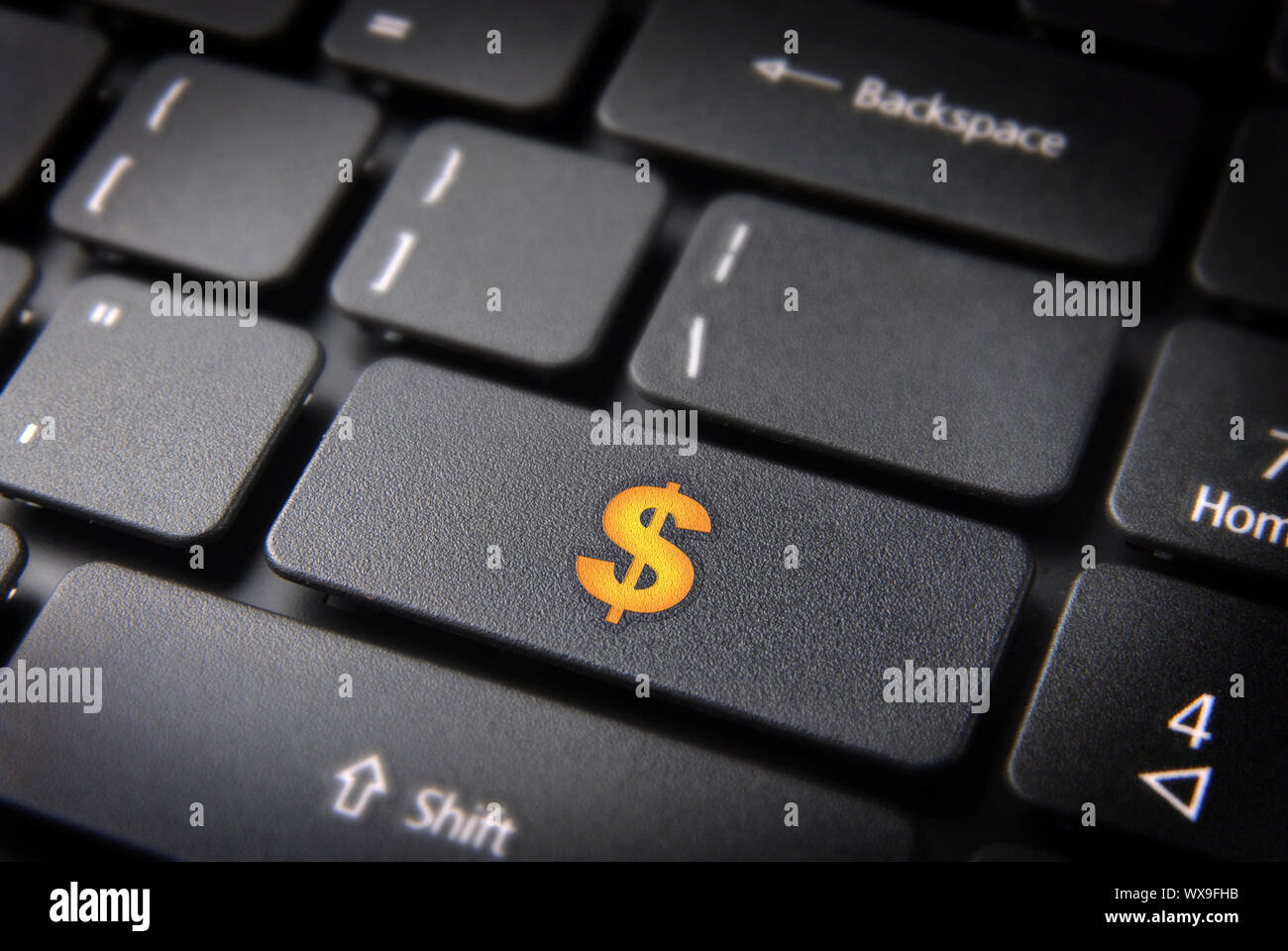 Make Money With Internet Yellow Dollar Currency Symbol On Laptop Keyboard Included Clipping Path So You Can Easily Edit It Stock Photo Alamy